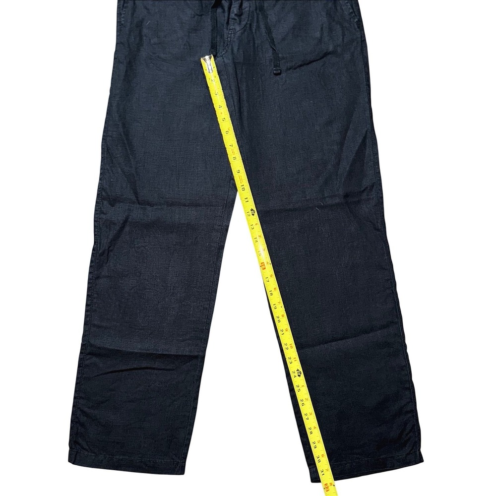 H&M Black 100% Linen Straight Leg Drawstring Pants 33R Womens Mens Casual - Picture 6 of 13